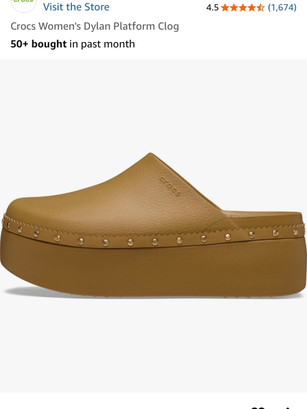 NEW Crocs Women's Dylan Platform Mule Clog — Tan Umber - Picture 6 of 9